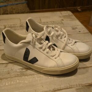 Veja White Sneakers with Black Details
